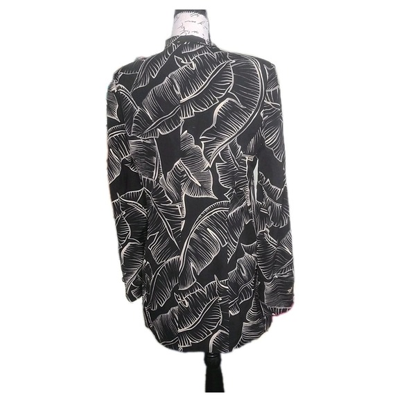 Dana Buchman 100% Silk Black/Cream Leaf Print Blazer Jacket Size 4 Luxury Career - Picture 2 of 10
